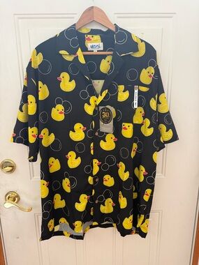 NWT UZZI Amphibious Gear Rubber Ducky Stretch Button Down XL - 30th Anniv.